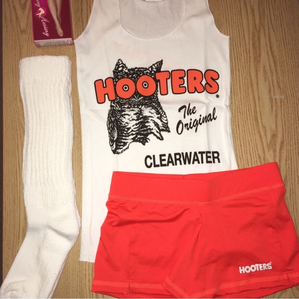 Two Hooters Original White and Orange uniforms/ Set